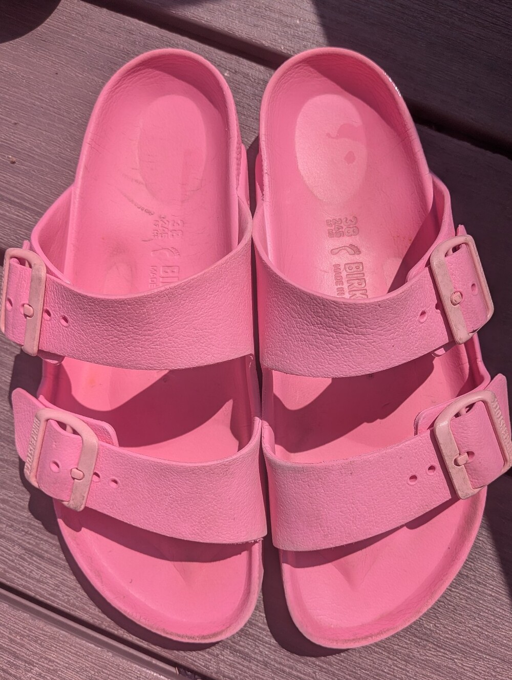 Birkenstock Pink Double-Strap EVA Slide Sandals